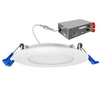 EnVisionLED LED-SL-PNL-4R-12W-5CCT-FR-WH 4" External J-Box Round Downlight: Slim-Line Fire Rated - Ready Wholesale Electric Supply and Lighting