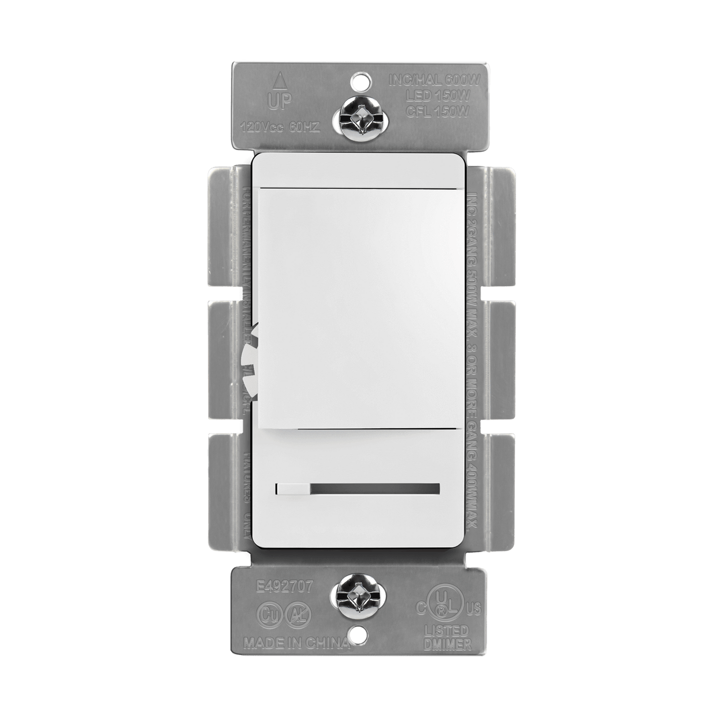 Enerlites 55300-W Single Pole & 3-Way 120 VAC, 60Hz Vertical Slide Dimmer, Large Paddle - Ready Wholesale Electric Supply and Lighting