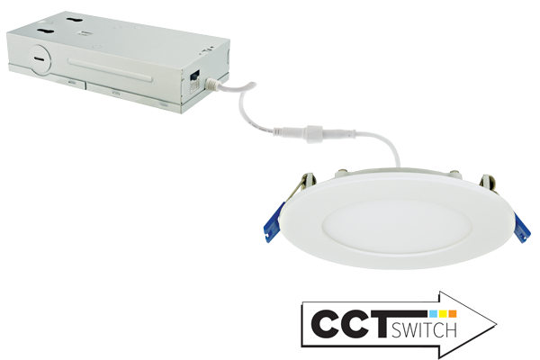Elco ERT81DXCT5W 8" 120/277/347V Ultra Slim LED Round Panel Light with 5-CCT Switch - White - Ready Wholesale Electric Supply and Lighting