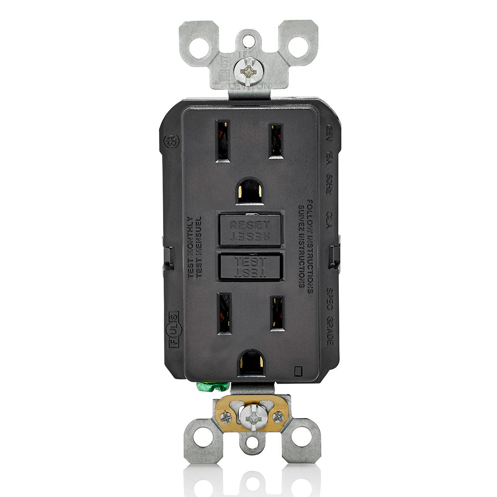 Leviton GFNT1 - 15 Amp, 125 Volt Receptacle/Outlet, 20 Amp Feed-Through, Self-test SmartlockPro Slim GFCI - Ready Wholesale Electric Supply and Lighting