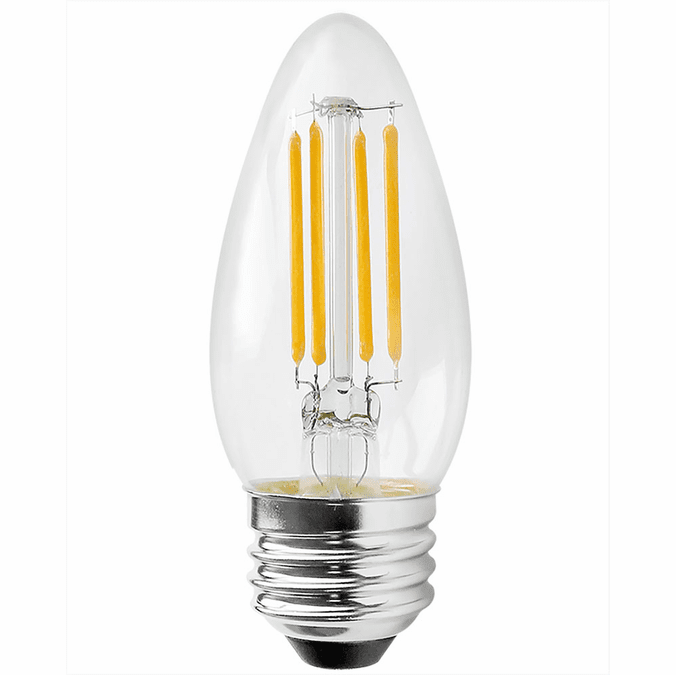 Cyber Tech Lighting LB60TCNC-D/WW-2PK 5.5W LED Dimmable Clear B11 Torpedo Candle Filament Bulb+ Dim E26 2700K