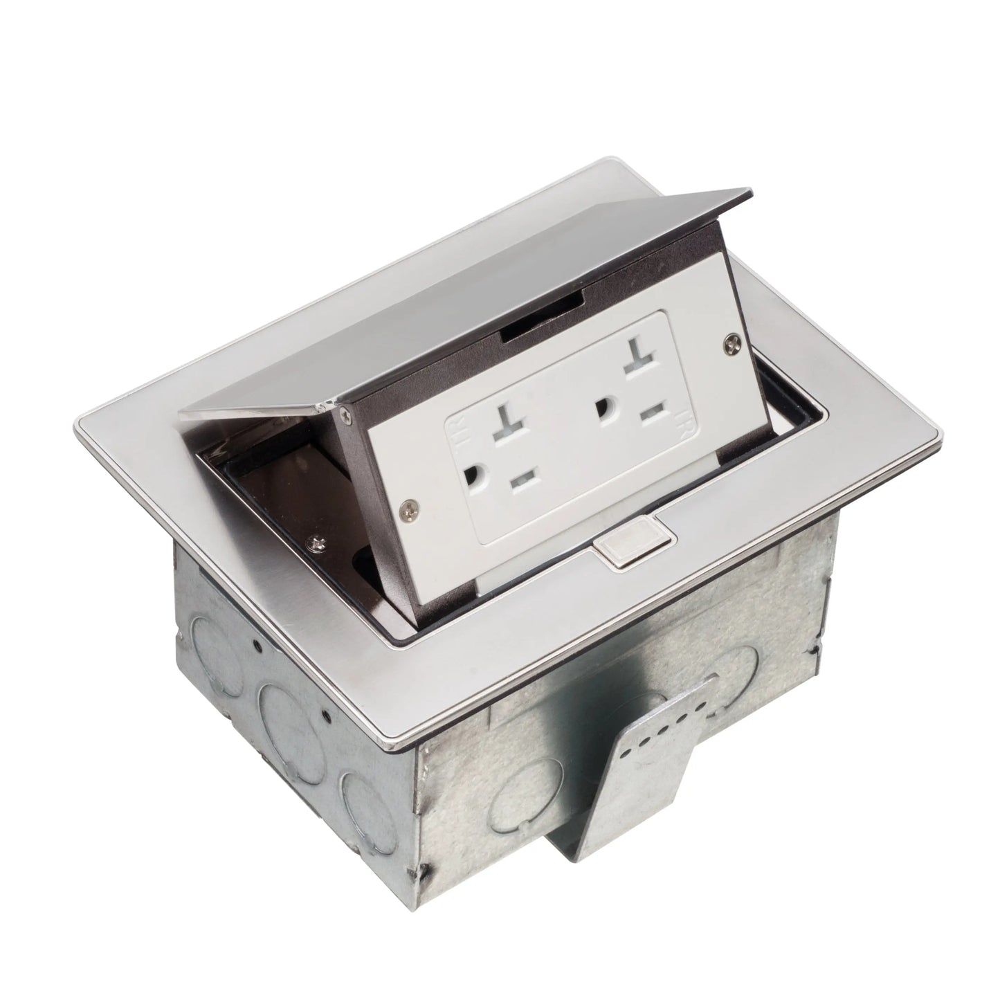 Arlington FLBT7200SS Square steel box with stainless steel trapdoor cover - Ready Wholesale Electric Supply and Lighting