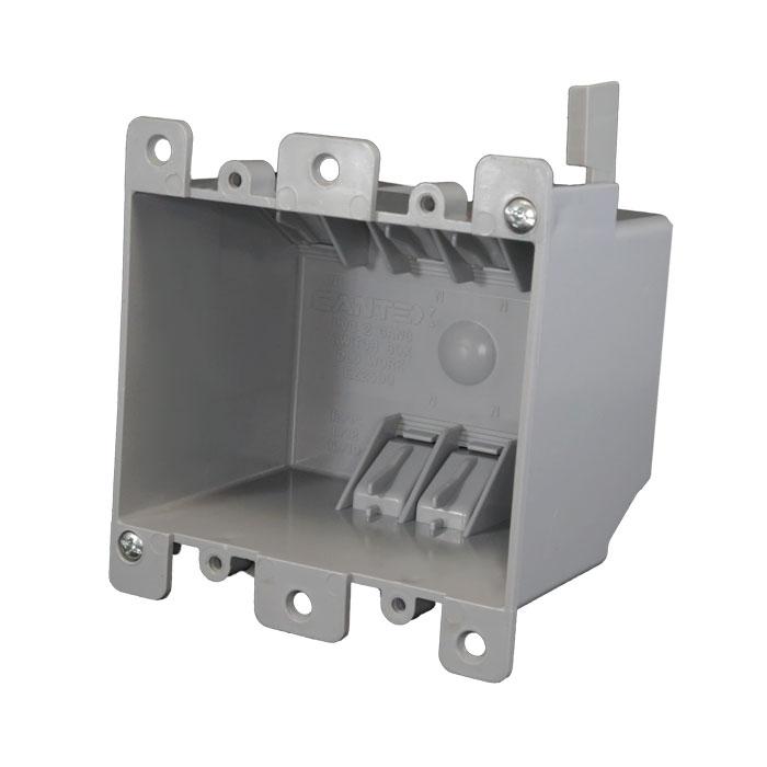 Cantex EZ25DO - 2-Gang 25 cu. in. EZ BOX Old Work Residential Electrical Switch and Outlet Box with EZ Mount Clamps and Wire Clamps - Gray - Ready Wholesale Electric Supply and Lighting