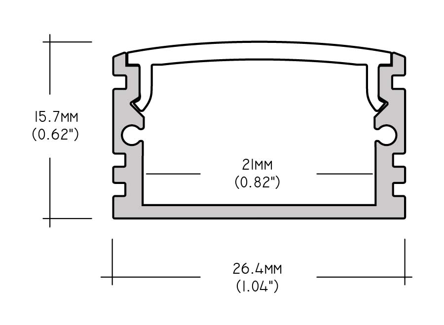 Core Lighting ALU-DS100-96 - 96" SURFACE MOUNT WIDE PROFILE LED TAPE CHANNEL - Ready Wholesale Electric Supply and Lighting