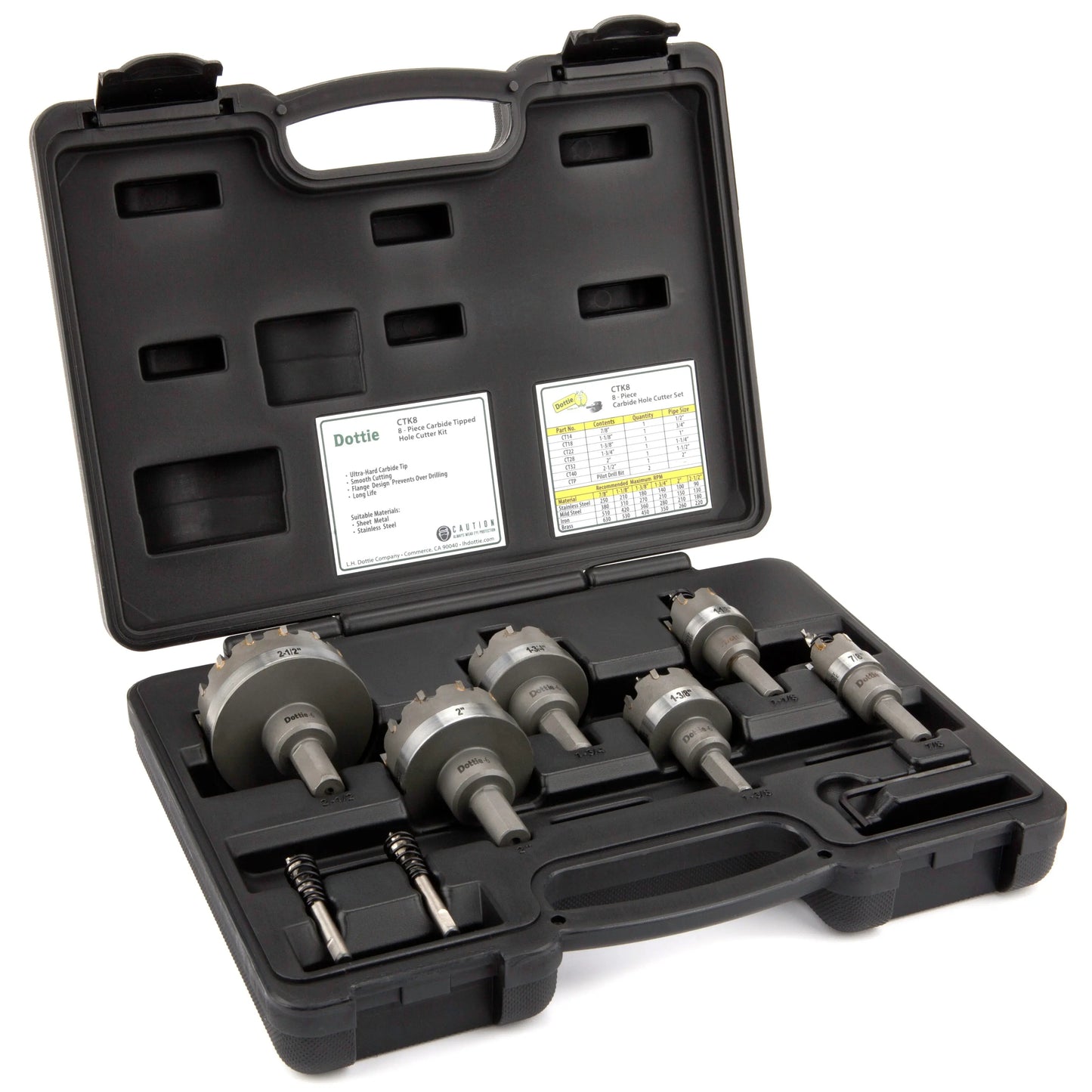 Dottie CTK8 8-Piece Master Electricians Hole Cutter Kit - Ready Wholesale Electric Supply and Lighting