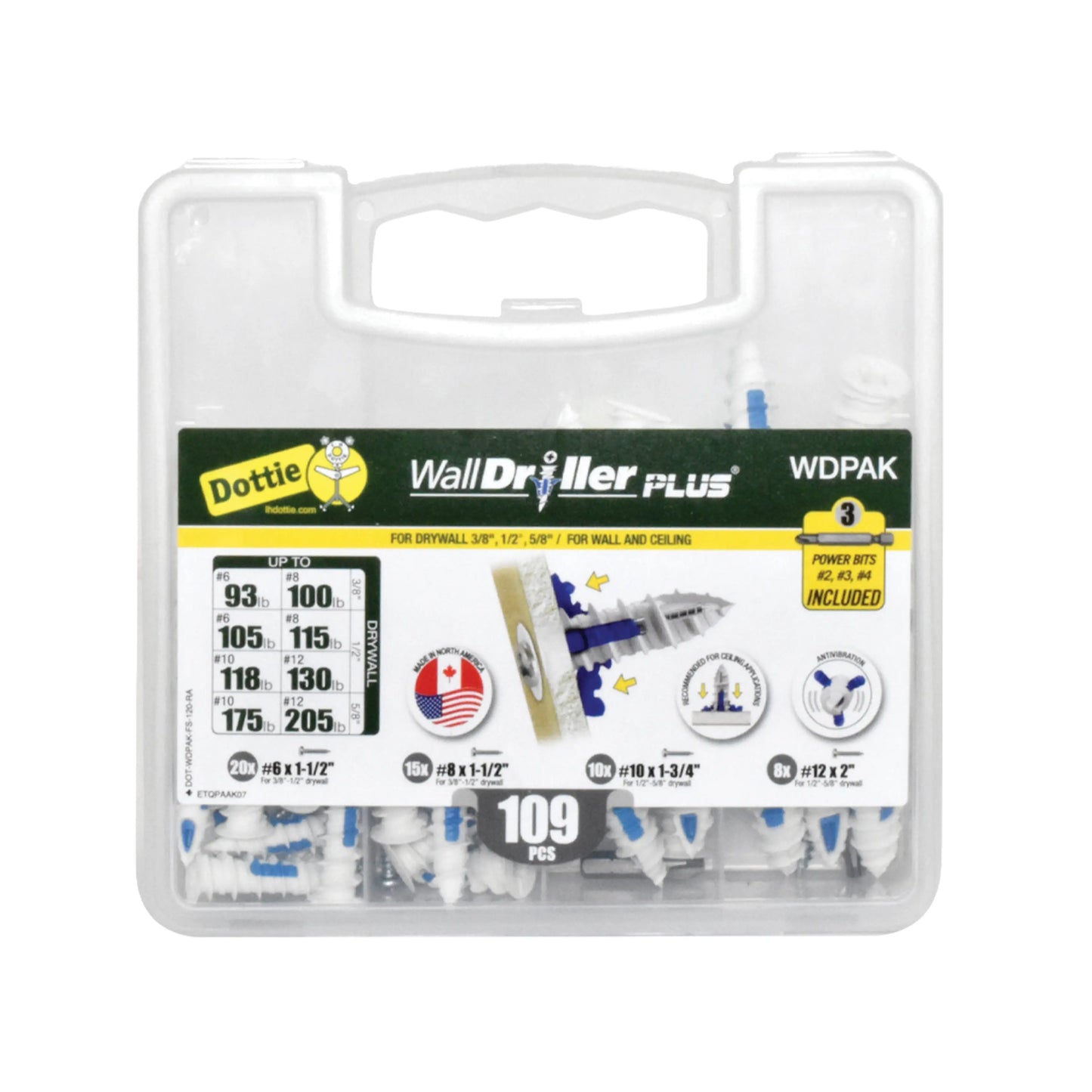 Dottie WDPAK Assorted Nylon Walldriller Plus Anchor Kit w/Pan Head Phillips Drive Screws - Ready Wholesale Electric Supply and Lighting
