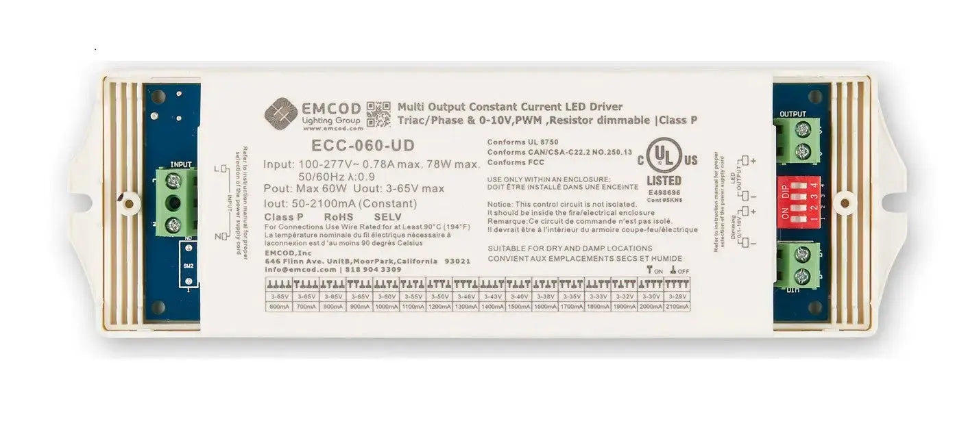 Emcod ECC-060-UD Multi Output Constant Current LED Driver - Ready Wholesale Electric Supply and Lighting