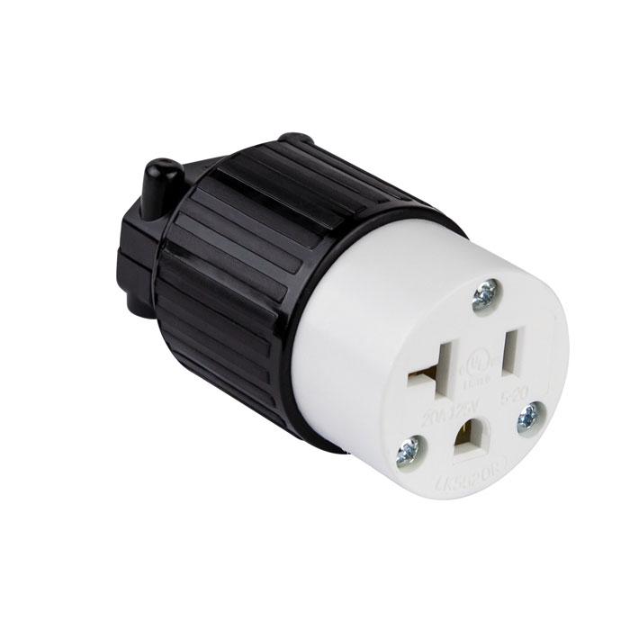 Enerlites 66211-BK INDUSTRIAL GRADE STRAIGHT BLADE CORD CONNECTOR, 20A, 125V, 2-POLE, 3 WIRE, NEMA 5-20R - Ready Wholesale Electric Supply and Lighting