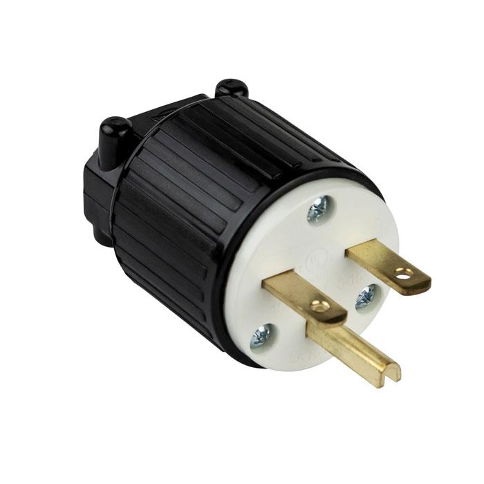 Enerlites 66220-BK INDUSTRIAL GRADE STRAIGHT BLADE MALE PLUG, 15A, 250V, 2-POLE, 3 WIRE, NEMA 6-15P - Ready Wholesale Electric Supply and Lighting