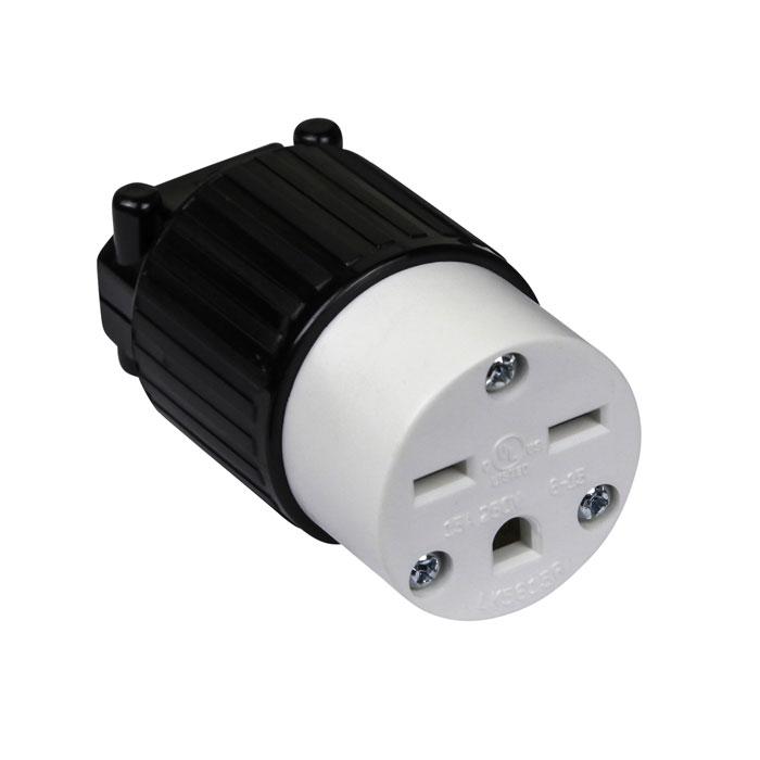 Enerlites 66221-BK - INDUSTRIAL GRADE STRAIGHT BLADE CORD CONNECTOR, 15A, 250V, 2-POLE, 3 WIRE, NEMA 6-15R - Ready Wholesale Electric Supply and Lighting