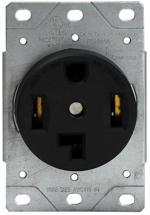 Enerlites 66300 - INDUSTRIAL GRADE, FLUSH MOUNT RECEPTACLE, 30A, 125/250V 3-POLE, 4-WIRE GROUNDING, NEMA 14-30R BLACK - Ready Wholesale Electric Supply and Lighting