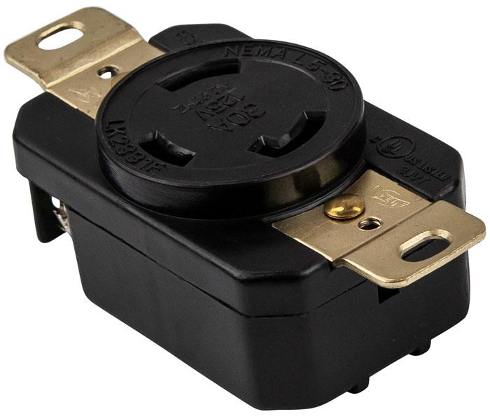 Enerlites 66440-BK - INDUSTRIAL GRADE, LOCKING RECEPTACLE, 30A, 125V, 2-POLE, 3-WIRE, NEMA L5-30R - Ready Wholesale Electric Supply and Lighting