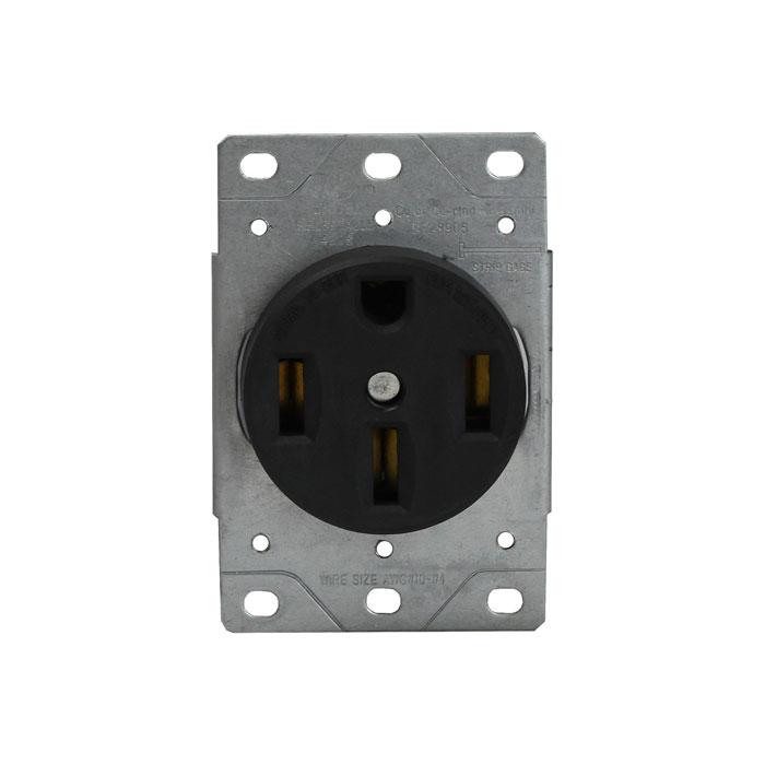 Enerlites 66500-BK - INDUSTRIAL GRADE, FLUSH MOUNT RECEPTACLE, 50A, 125/250V 3-POLE, 4-WIRE GROUNDING, BLACK - Ready Wholesale Electric Supply and Lighting