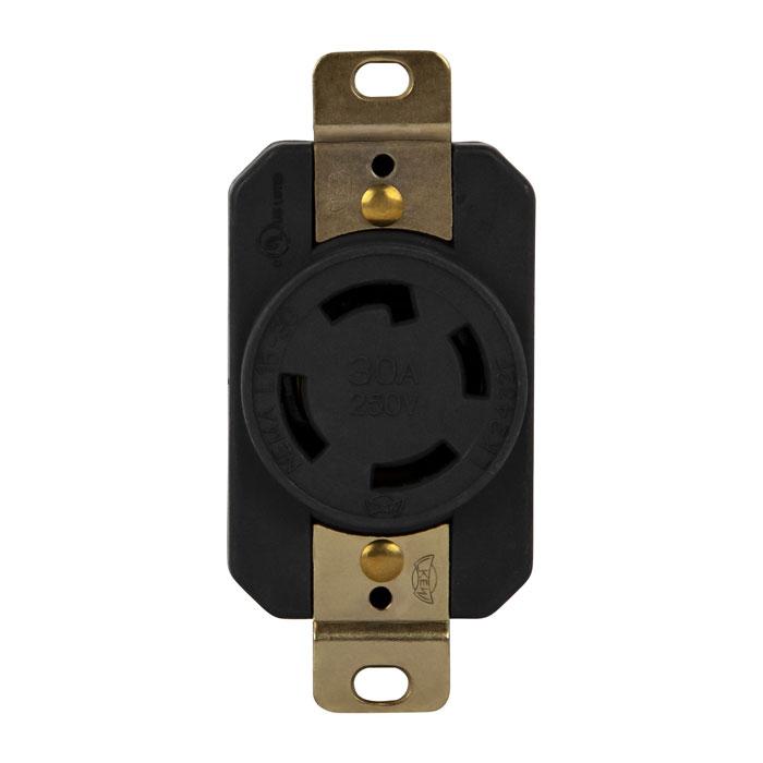 Enerlites 66801-BK - INDUSTRIAL GRADE, LOCKING RECEPTACLE L15-30R ..30AMP 250VAC ..3P, 4W, 3PY,GROUNDING - Ready Wholesale Electric Supply and Lighting