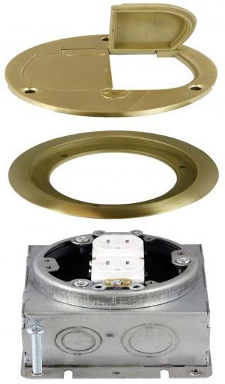 Enerlites 975503-C - 4" Dia .Flush Round Dual Flip Lid Cover Plate w/20A Duplex Tamper & Weather Resistant Receptacle - Ready Wholesale Electric Supply and Lighting