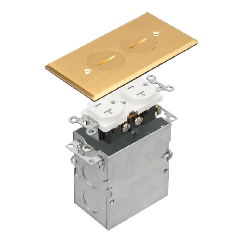 Enerlites 975507-C - 1-Gang Floor Box Assembly w/Flip Lid Cover, w/20A Deccora Receptacle Tamper & Weather Resistant - Ready Wholesale Electric Supply and Lighting