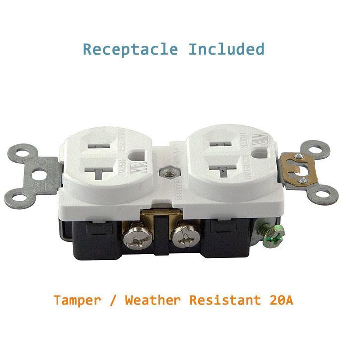 Enerlites 975519-S - 5-1/2" Dia. Flush Round Flip Lid Cover Plate w/20A Duplex Tamper & Weather Resistant Receptacle - Ready Wholesale Electric Supply and Lighting