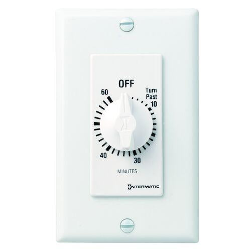 Intermatic FD460MW | Spring Wound Countdown Timer, Decorator Style, 125-277 VAC, 50/60 Hz, DPST, 60 Minute Max, Without Hold - White - Ready Wholesale Electric Supply and Lighting