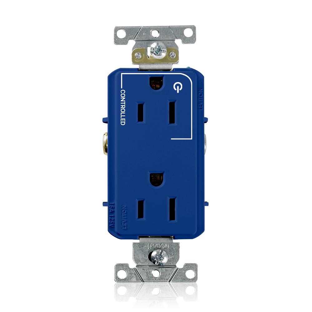 Leviton 16252-1P - Decora Plus Duplex Receptacle Outlet, Heavy-Duty Industrial Specification Grade, One Outlet Marked "Controlled", Smooth Face, 15 Amp, 125 Volt, Back or Side Wire, NEMA 5-15R, 2-Pole, 3-Wire, Self-Grounding - Ready Wholesale Electric Supply and Lighting