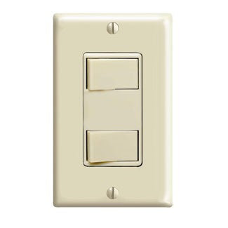 Leviton 1754 - 15 Amp 120 Volt/Devices Total: 20 Amp 120 Volt. Decora Dual Rocker Combination Switch w/ Ground Screw Terminals and Push-in Wiring - Ready Wholesale Electric Supply and Lighting