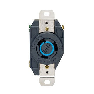Leviton 2320 - 20 Amp, 250 Volt, NEMA L6-20R, 2P, 3W, Flush Mtg Locking Receptacle, Industrial Grade, Grounding, V-0-MAX - BLACK - Ready Wholesale Electric Supply and Lighting