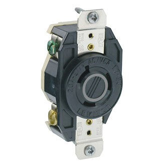 Leviton 2330 - 20 Amp, 277 Volt, NEMA L7-20R, 2P, 3W, Flush Mtg Locking Receptacle, Industrial Grade, Grounding, V-0-MAX - BLACK - Ready Wholesale Electric Supply and Lighting