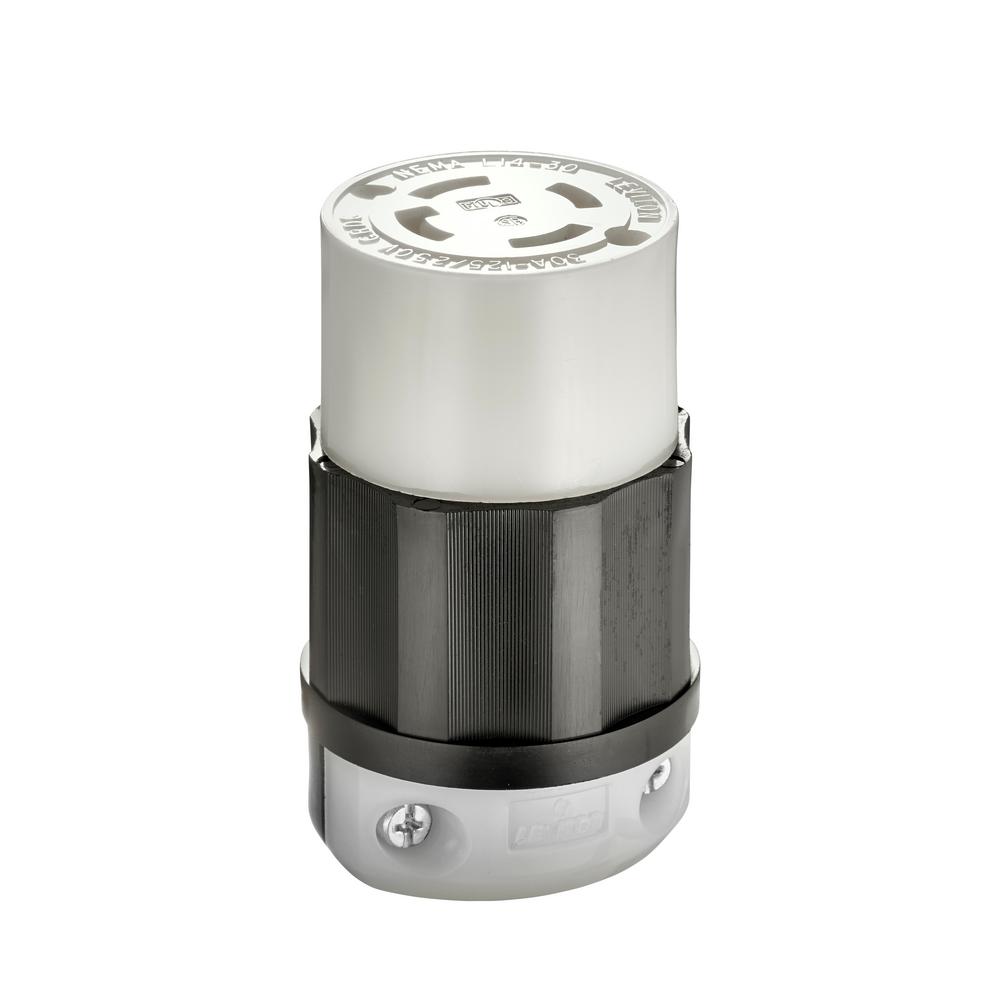 Leviton 2713 - Locking Connector, 30 Amp, 125/250 Volt, Industrial Grade - Black & White - Ready Wholesale Electric Supply and Lighting