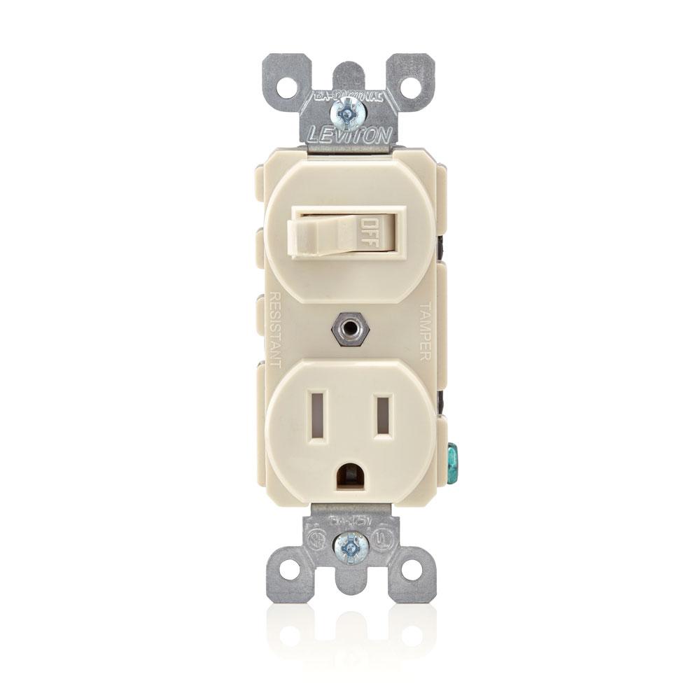 Leviton 5225 - Duplex Style Single-Pole / 5-15R Combination Switch - Ready Wholesale Electric Supply and Lighting
