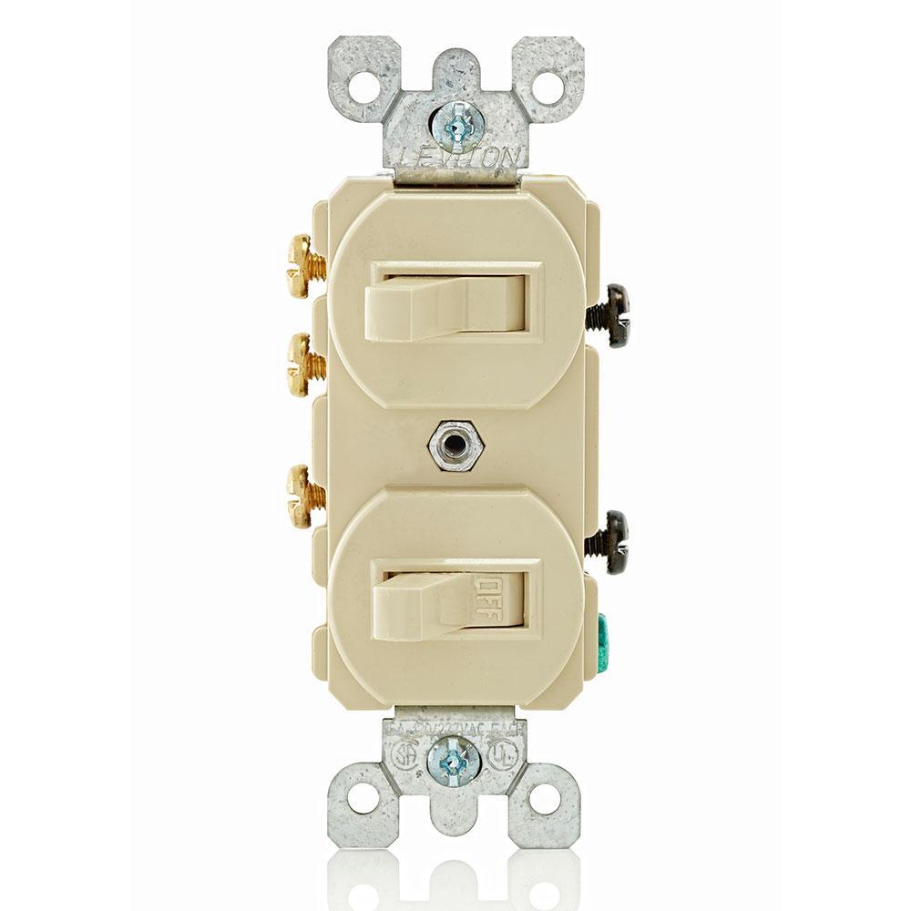 3-Way Duplex Toggle Switch + Electrical Outlet 15A Leviton 5245