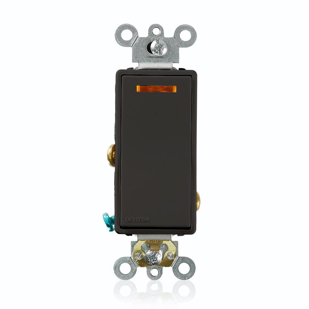 Leviton 5633 - 20 Amp, 120 Volt, Decora Plus Rocker Lighted Handle - Illuminated OFF 3-Way AC Quiet Switch, Commercial Spec Grade, Self Grounding, Back & Side Wired - Ready Wholesale Electric Supply and Lighting