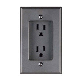 Leviton 689 - 1 GANG RECESSED DUPLEX RECEPTACLE, 2-POLE, 3-WIRE, 15A-125V, NEMA 5-15R RESIDENTIAL GRADE. WITH SCREWS MOUNTED TO HOUSING - Ready Wholesale Electric Supply and Lighting