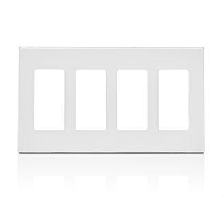 Leviton 80312-SW - 4-Gang Decora Plus Screwless Wallplate - Ready Wholesale Electric Supply and Lighting