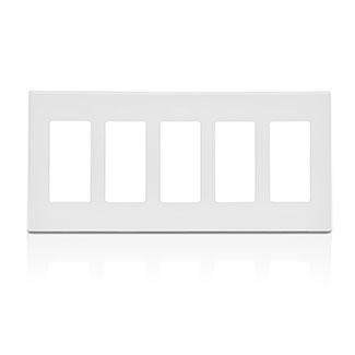 Leviton 80321-SW - 5-Gang Decora Plus Screwless Wallplate - Ready Wholesale Electric Supply and Lighting