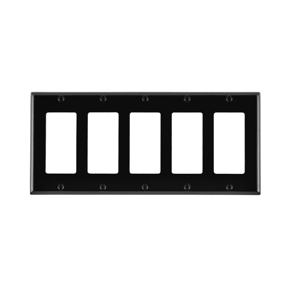 Leviton 80423 - 5-Gang Decora/GFCI Device Decora Wallplate/Faceplate, Standard Size, Thermoset, Device Mount - Ready Wholesale Electric Supply and Lighting