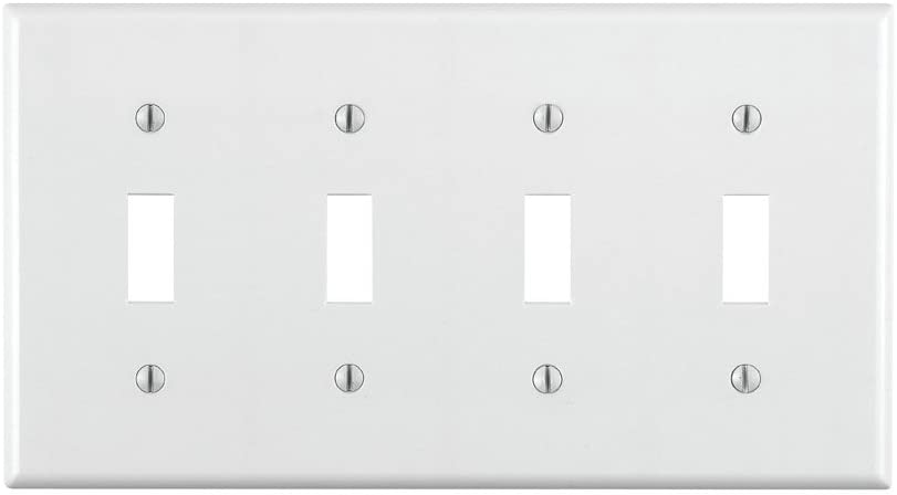 Leviton 88012 - 4-Gang Toggle Device Switch Wallplate, Standard Size, Thermoset, Device Mount - White - Ready Wholesale Electric Supply and Lighting