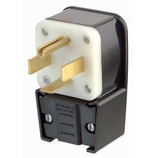 Leviton 9462-P - 60 Amp, 125/250 Volt, NEMA 14-60P, 3P, 4W, Plug, Straight Blade, Industrial Grade, Grounding, Angle - Black - Ready Wholesale Electric Supply and Lighting