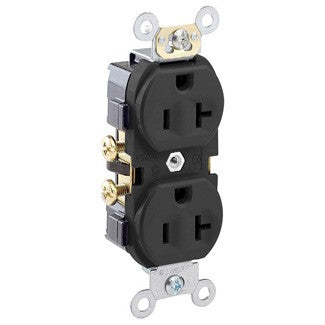 Leviton CR20 - Duplex Receptacle Outlet, Commercial Specification Grade, Indented Face, 20 Amp, 125 Volt, Side Wire, NEMA 5-20R, 2-Pole, 3-Wire, Self-Grounding - Ready Wholesale Electric Supply and Lighting