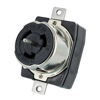 Leviton CS8369 - 50 Amp, 3-Phase 250V AC, Non-NEMA, 3P, 4W, Black & White Locking Flush Mount Receptacle, Industrial Grade, Grounding, California-Style(CS) BLACK - Ready Wholesale Electric Supply and Lighting