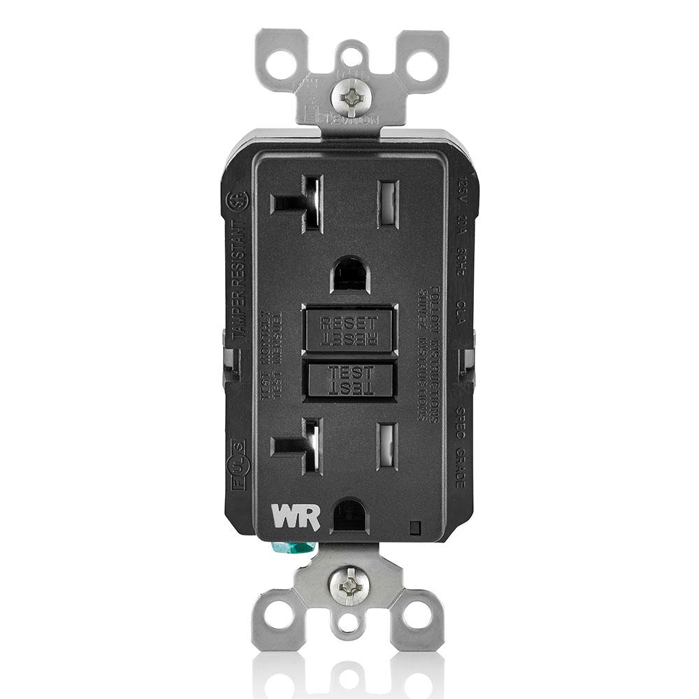 Leviton GFWT2 - 20 Amp, 125 Volt Receptacle/Outlet, 20 Amp Feed-Through, Self-test SmartlockPro Slim Weather & Tamper-Resistant GFCI - Ready Wholesale Electric Supply and Lighting