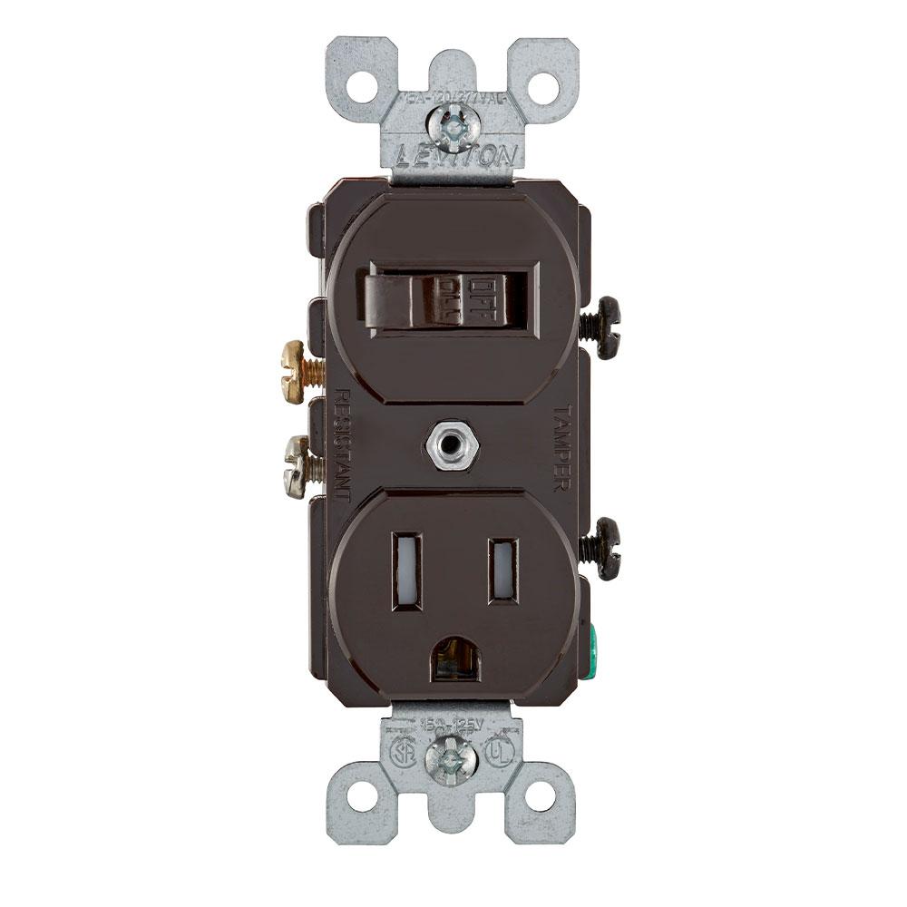 Leviton T5225 - Tamper-Resistant Duplex Style Single-Pole / 5-15R Combination Switch - Ready Wholesale Electric Supply and Lighting