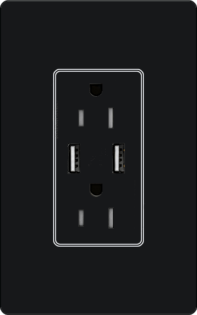 Lutron SCR-15-UBTR Designer Style (Satin) 15A Dual USB Port, Tamper Resistant Receptacle - Ready Wholesale Electric Supply and Lighting