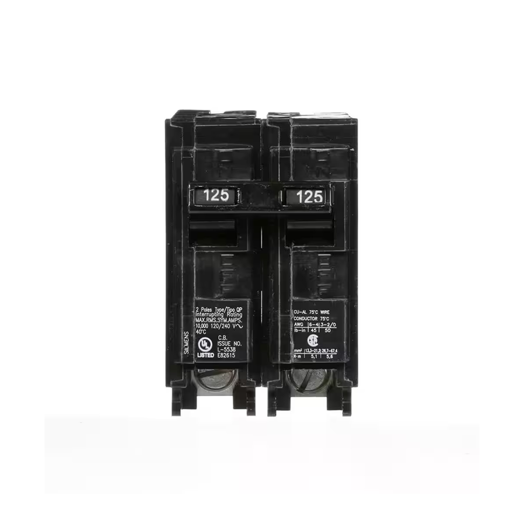 Siemens Q2125 125-Amp Double Pole Type QP Circuit Breaker - Ready Wholesale Electric Supply and Lighting