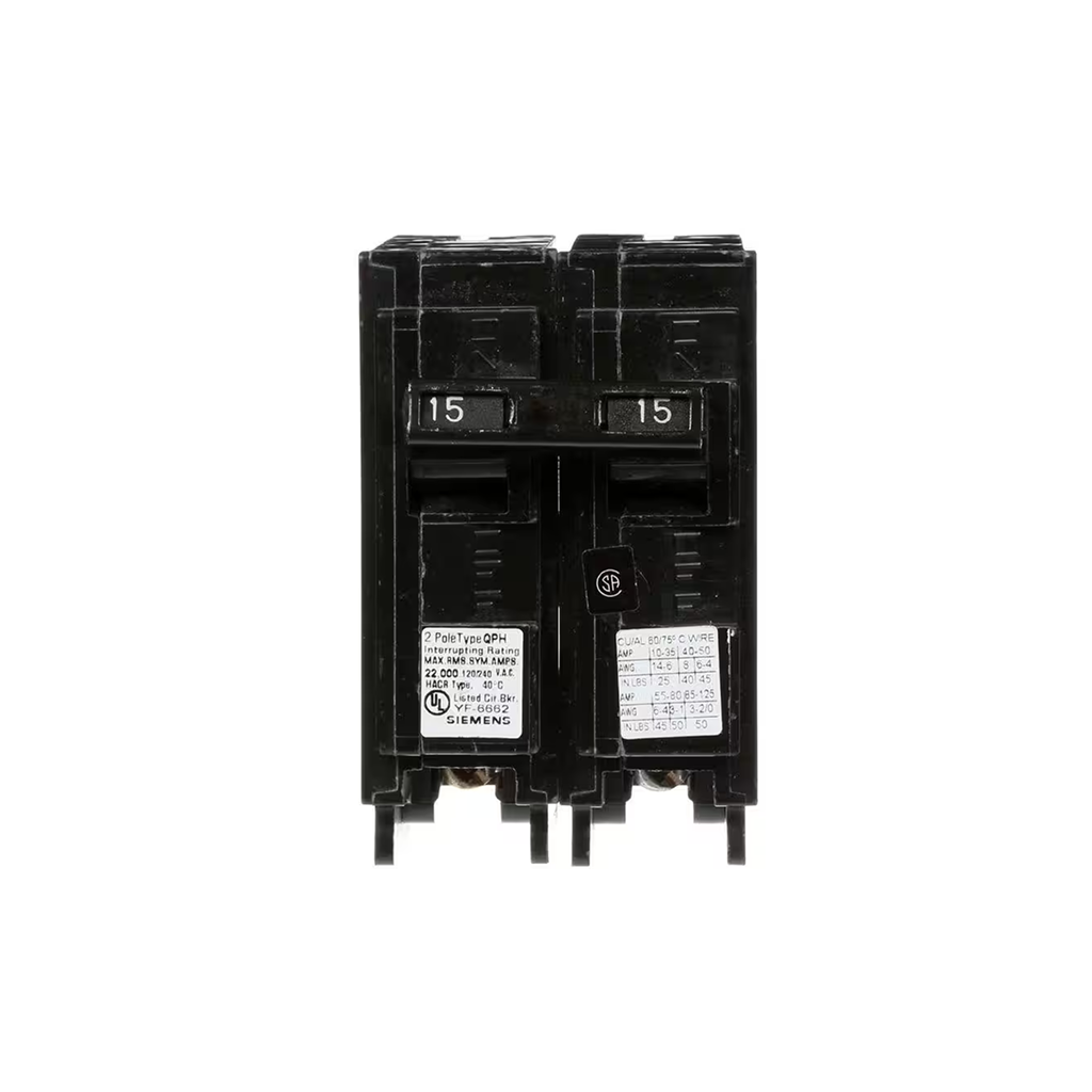 Siemens Q215 15-Amp Double Pole Type QP Circuit Breaker - Ready Wholesale Electric Supply and Lighting
