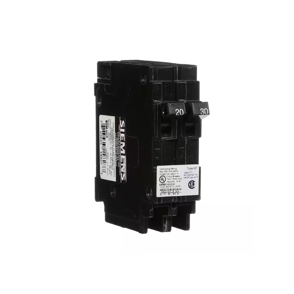 Siemens Q2030 - 20/30 Amp Tandem Single Pole Type QT Circuit Breaker - Ready Wholesale Electric Supply and Lighting