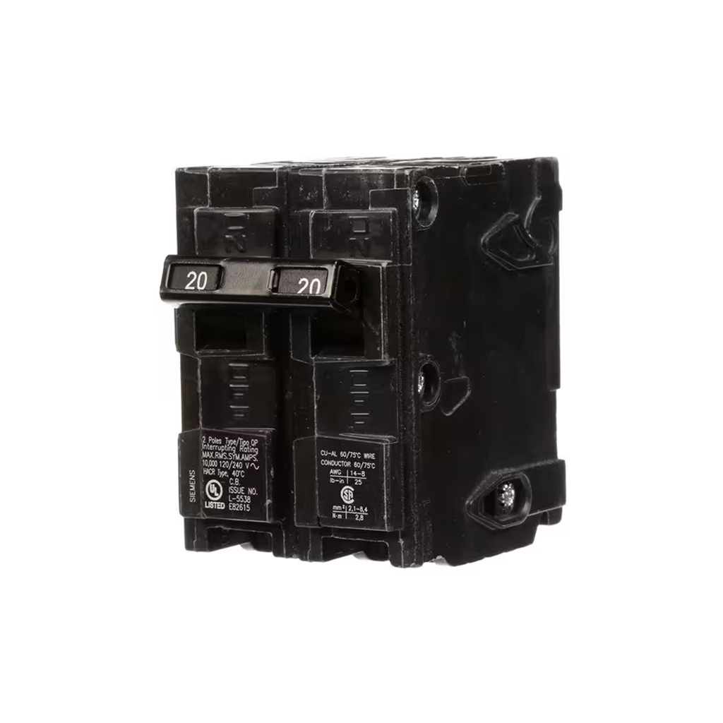 Siemens Q220 20-Amp Double Pole Type QP Circuit Breaker - Ready Wholesale Electric Supply and Lighting