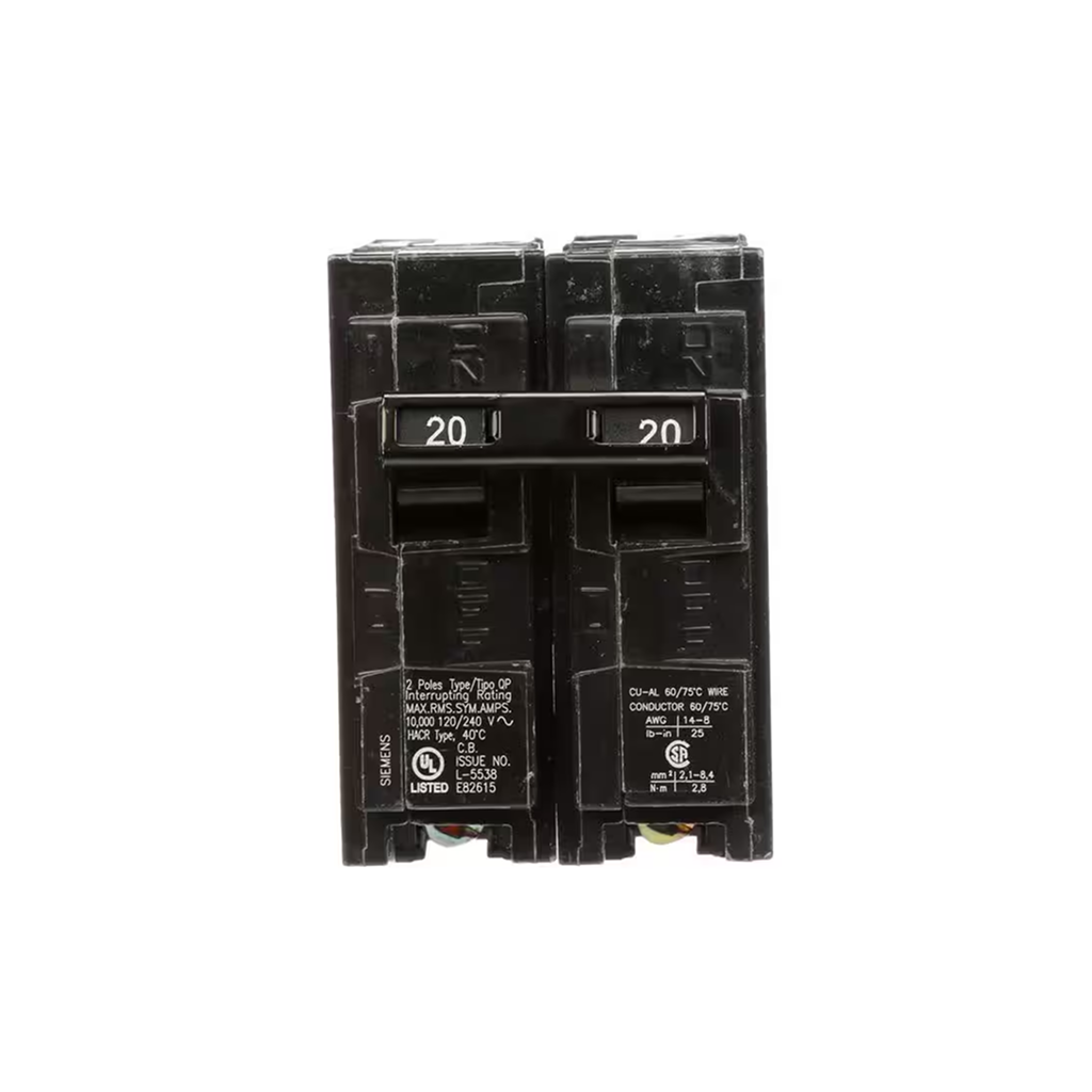 Siemens Q220 20-Amp Double Pole Type QP Circuit Breaker - Ready Wholesale Electric Supply and Lighting