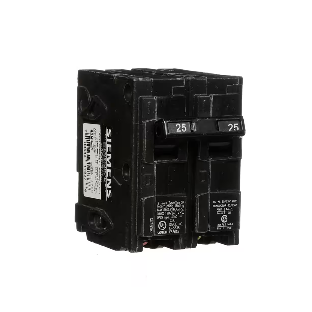 Siemens Q225 25-Amp Double Pole Type QP Circuit Breaker - Ready Wholesale Electric Supply and Lighting