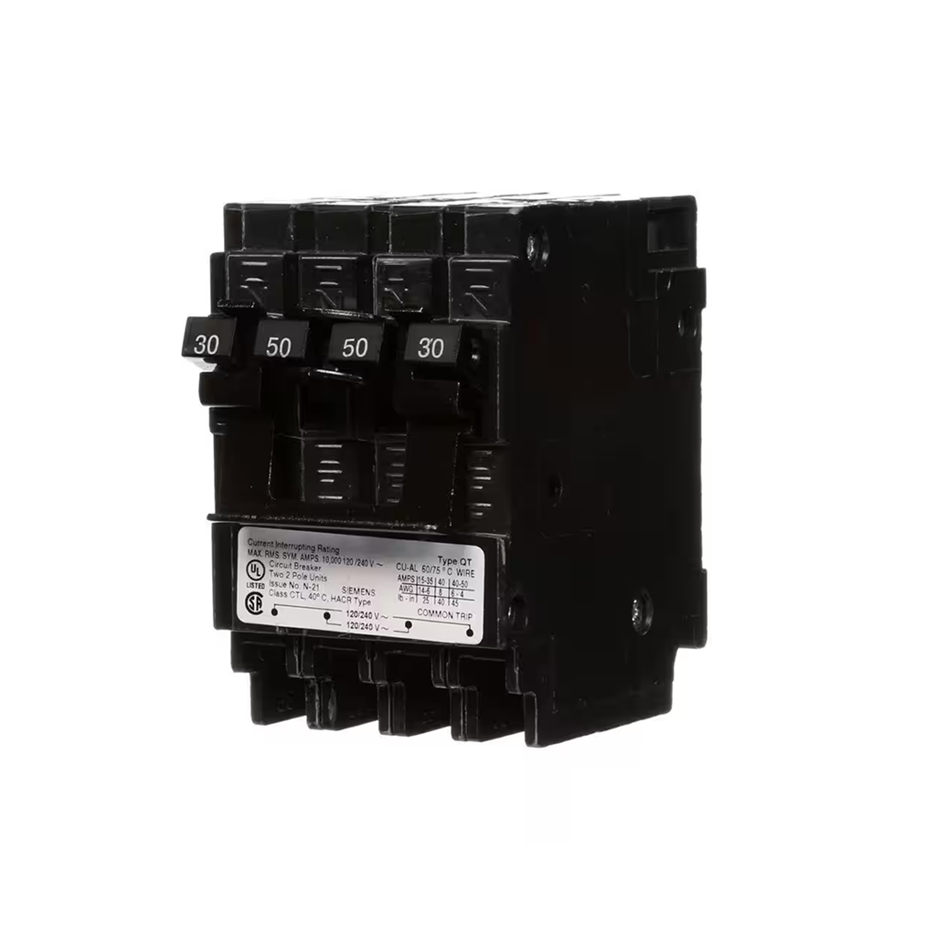 Siemens Q23050CT2 - 30/50 Amp Double-Pole Type QT Quad Circuit Breaker - Ready Wholesale Electric Supply and Lighting