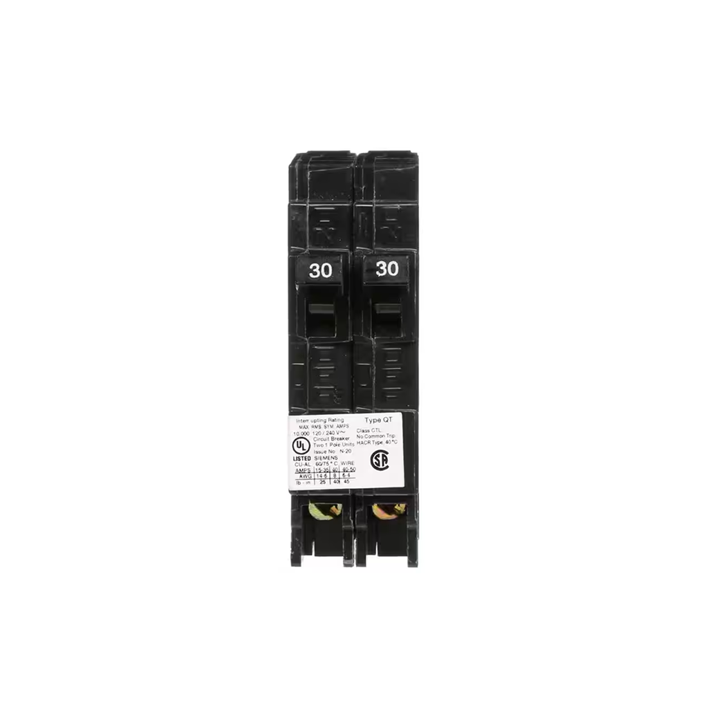 Siemens Q3030 - 30 Amp Tandem Single Pole Type QT Circuit Breaker - Ready Wholesale Electric Supply and Lighting