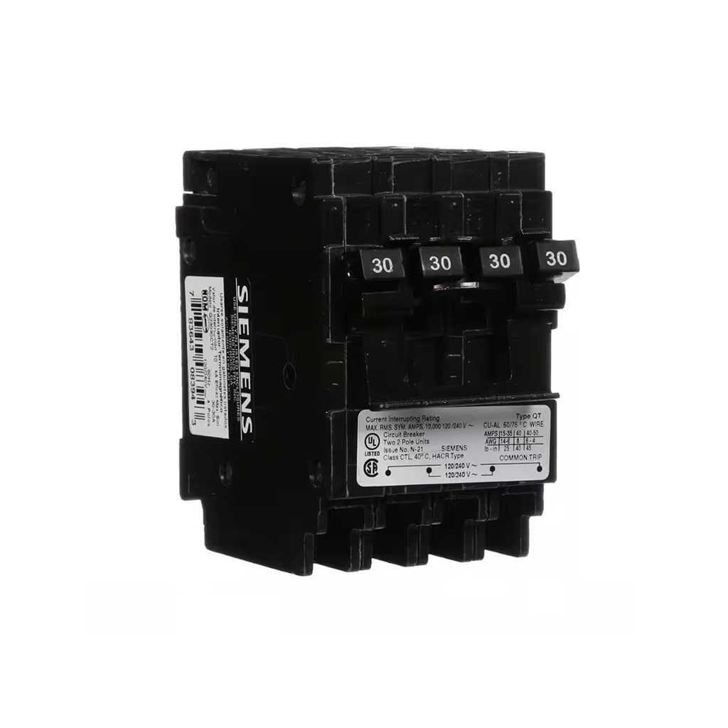 Siemens Q23030CT2 - 30 Amp Double-Pole Type QT Quad Circuit Breaker - Ready Wholesale Electric Supply and Lighting